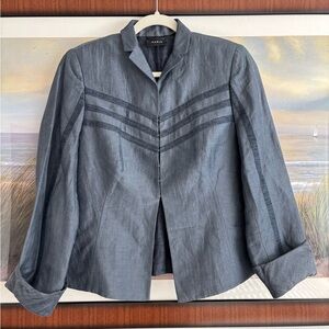 Akris Punto Gray Architectural Structured Blazer with Chevron Detail